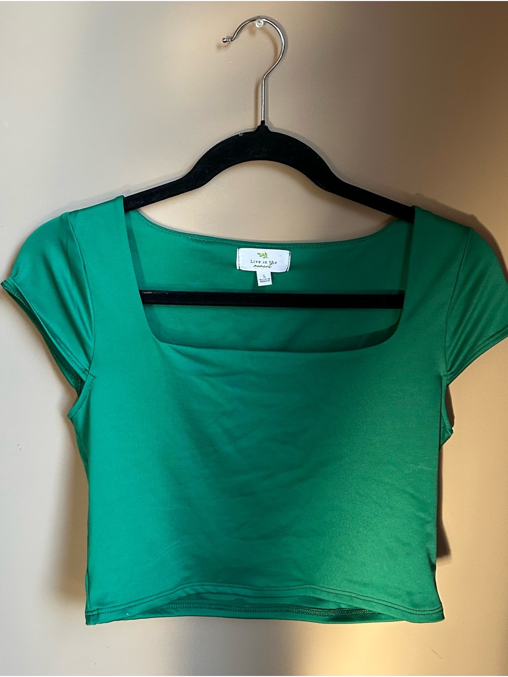 Emerald Green Square-Neck Crop Top